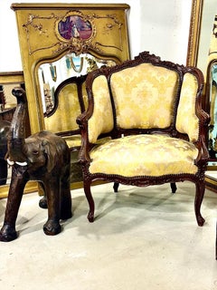 Louis XV Style Carved Walnut Bergère Armchair, France 19th Century