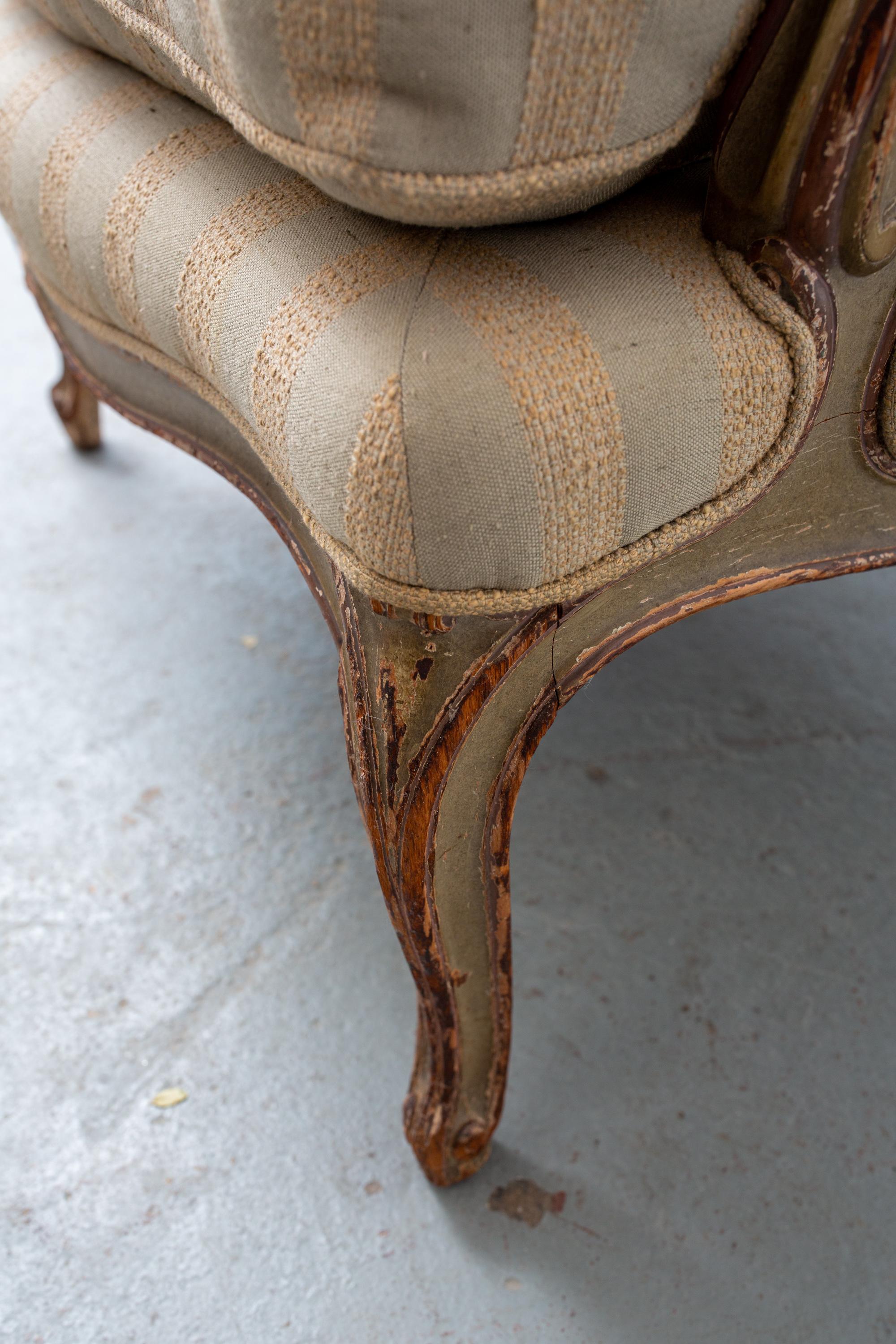 Louis XV Style Carved Wood Armchair with Feather Down Cushioning In Good Condition For Sale In New York, NY