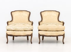 Louis XV Style Carved Wood Bergeres, Pair