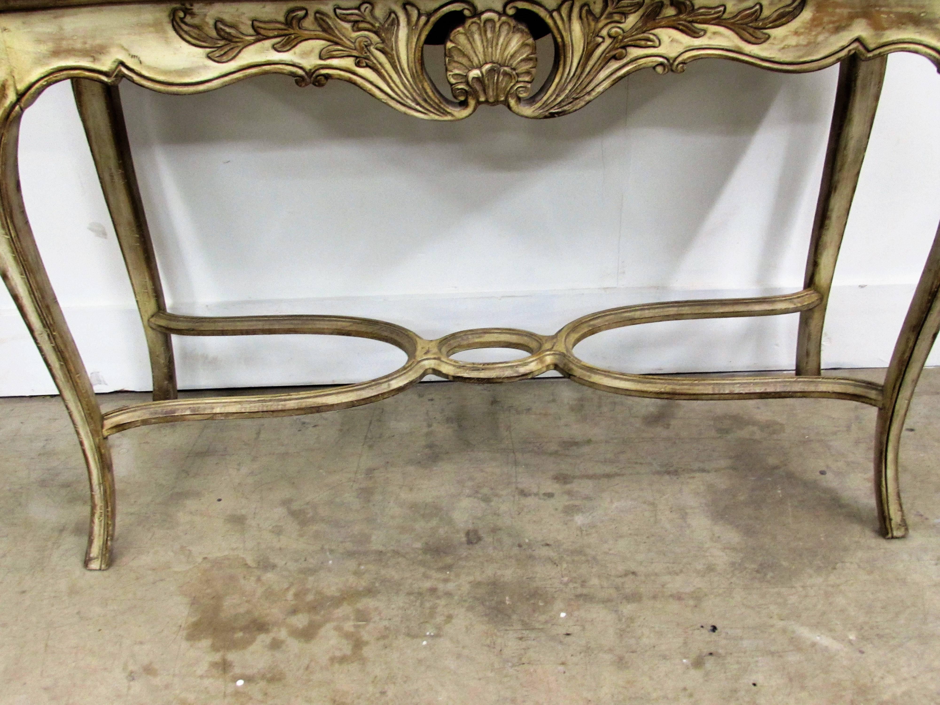 American Louis XV Style Carved Wood Console Table For Sale