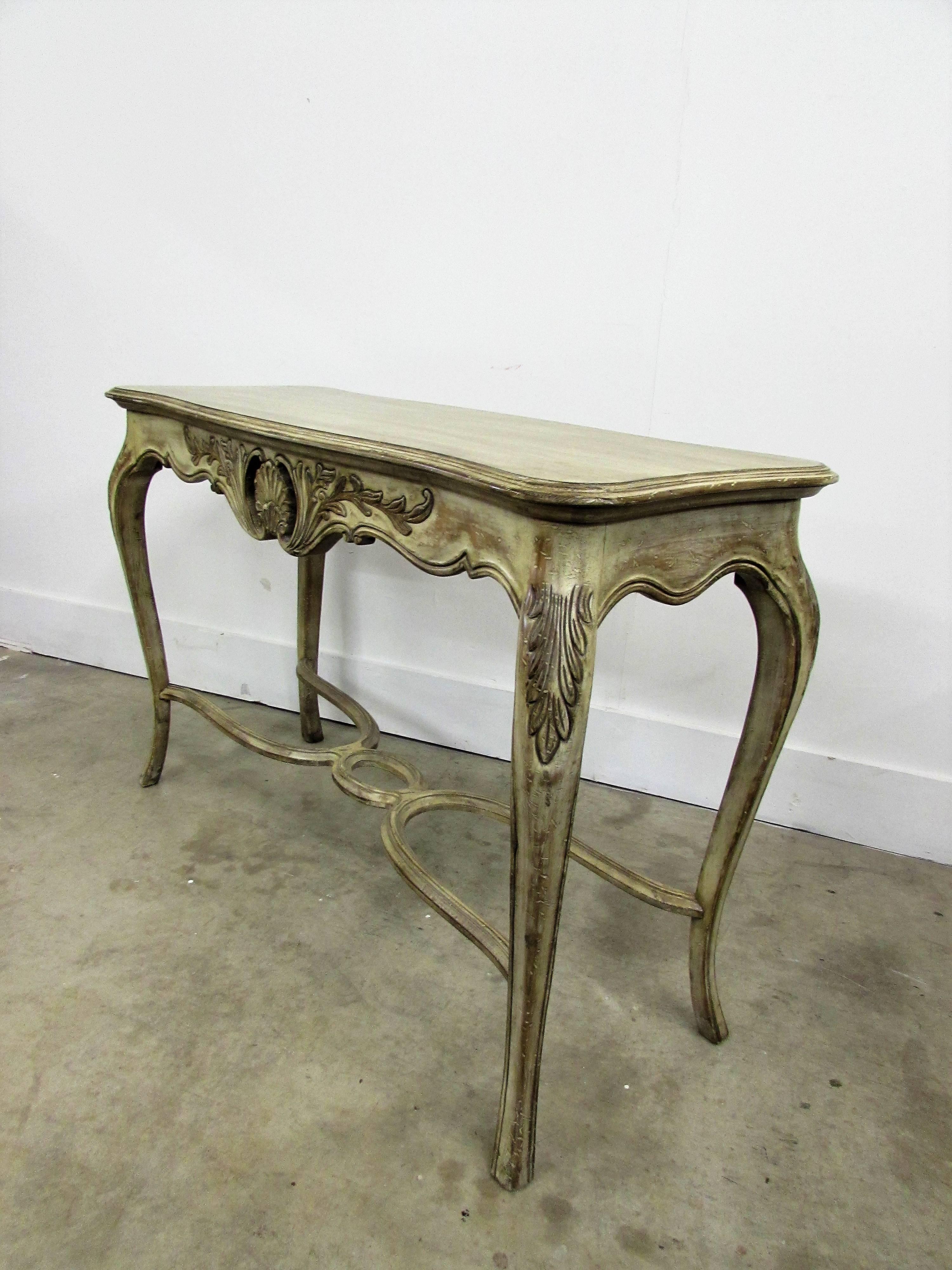 20th Century Louis XV Style Carved Wood Console Table For Sale