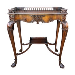 Louis XV Style Carved Wood Side Table with Gallery Top and Cabriole Legs, 1930s