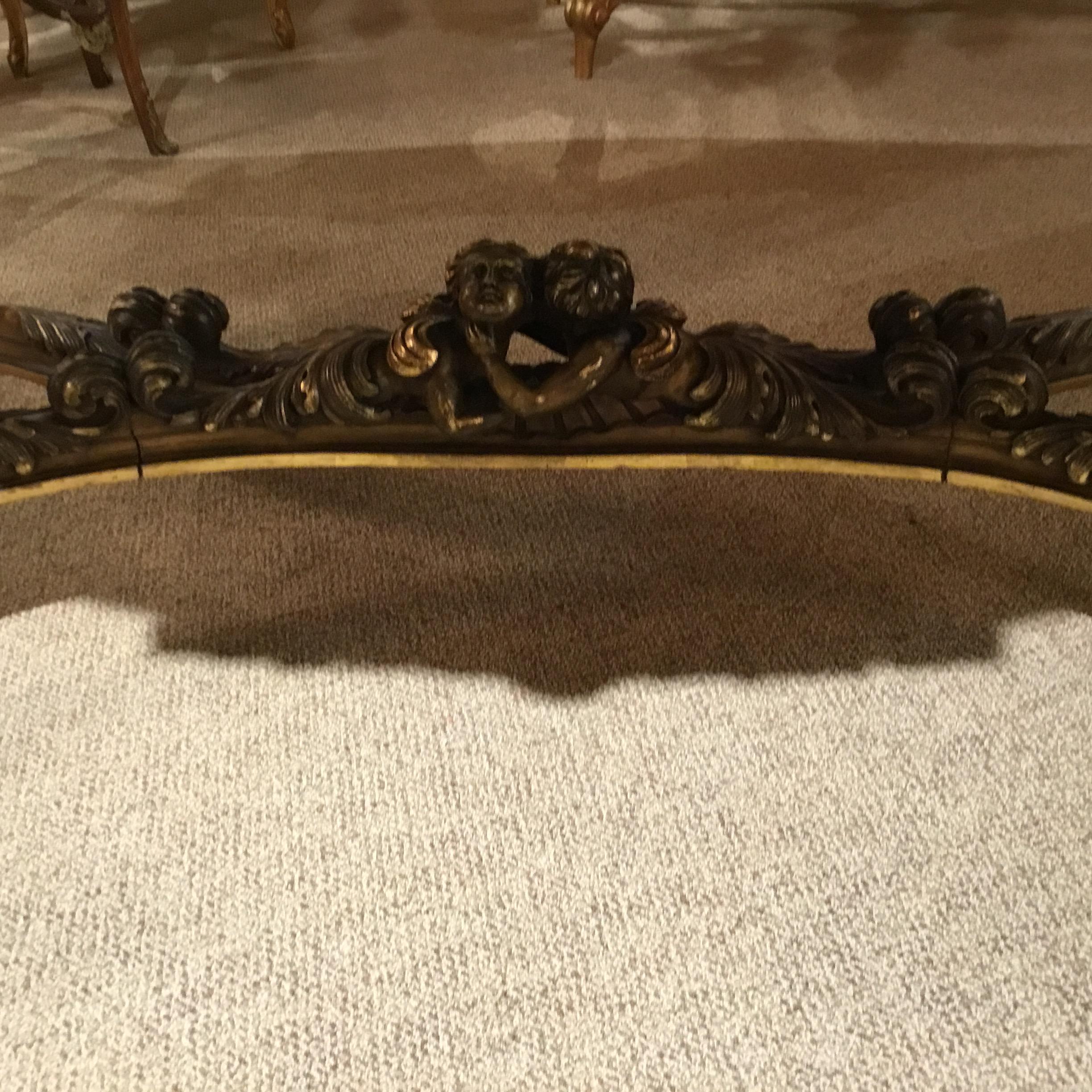 Giltwood Louis XV Style Center Table, Early 19th Century with Variegated Marble Top