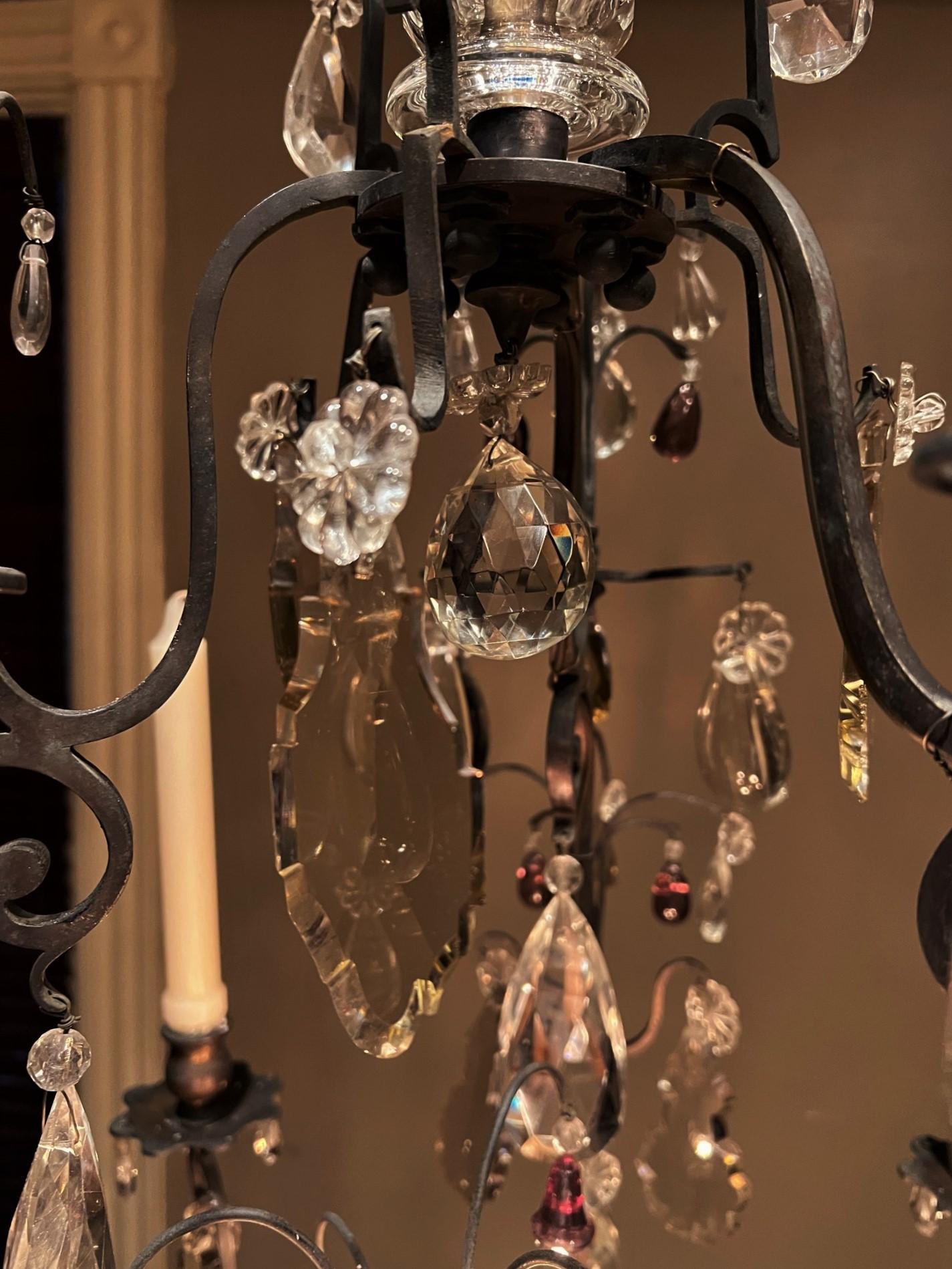 Louis XV Style Chandelier, 6 Candles and 9 Electric Lights, France, Circa:1880 For Sale 3
