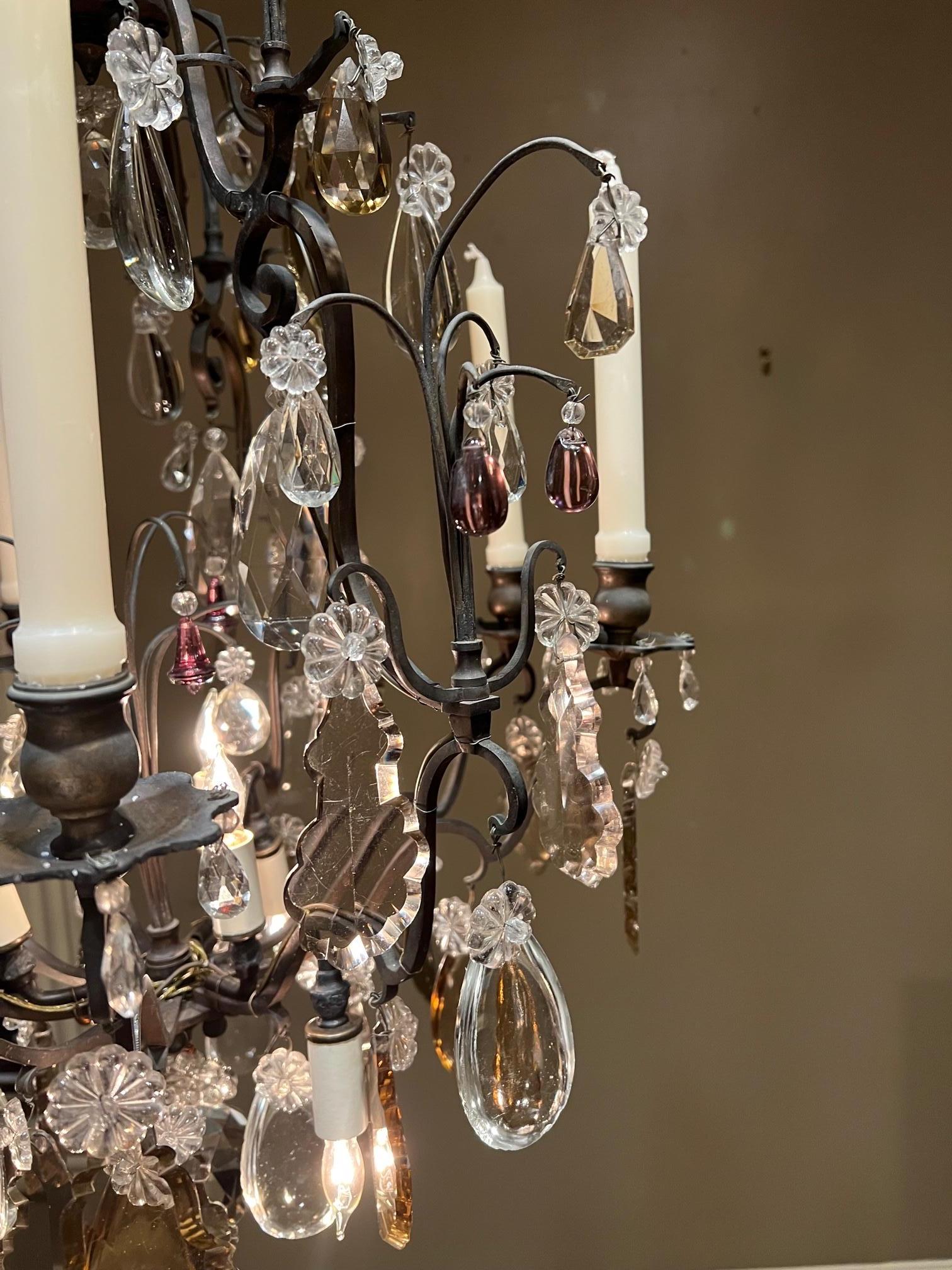 Louis XV Style Chandelier, 6 Candles and 9 Electric Lights, France, Circa:1880 For Sale 1