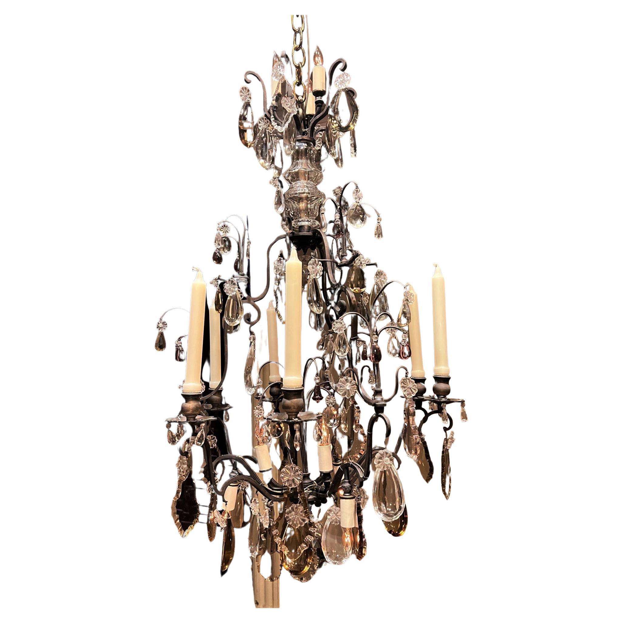 Louis XV Style Chandelier, 6 Candles and 9 Electric Lights, France, Circa:1880 For Sale