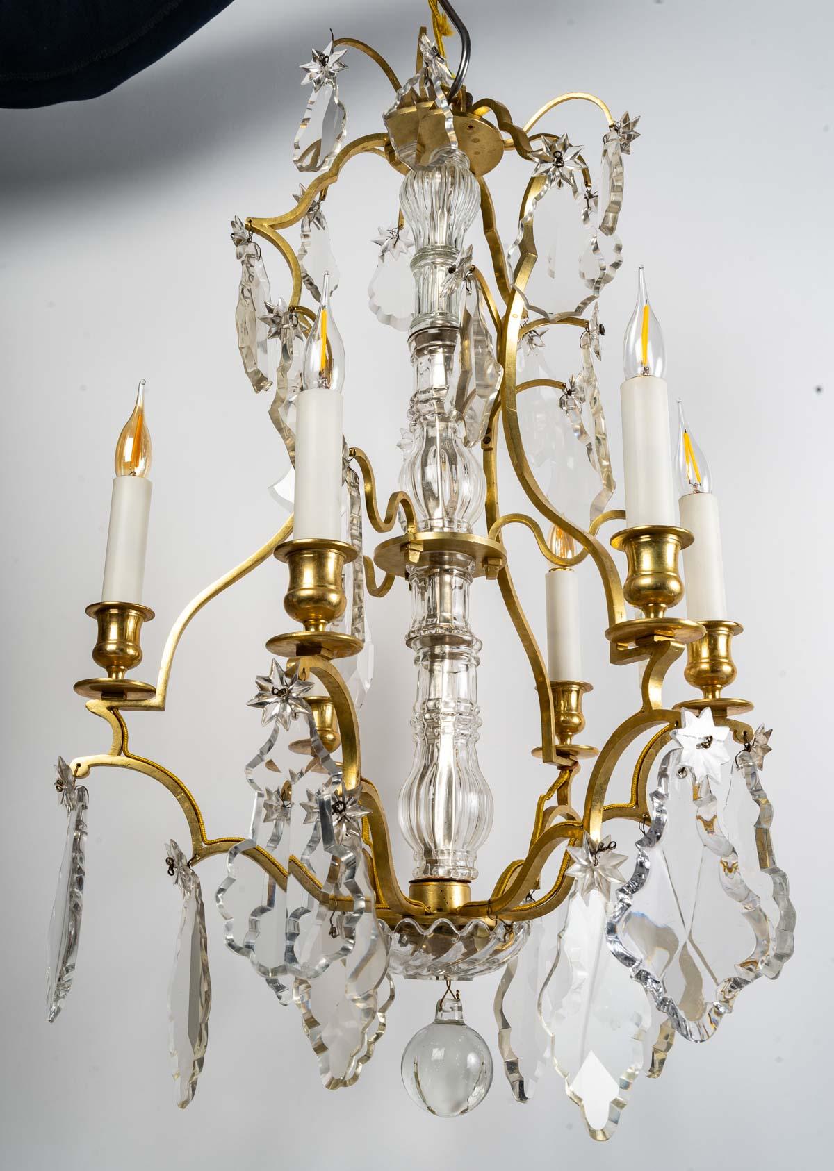 Gilt Louis XV Style Chandelier, Early 20th Century For Sale