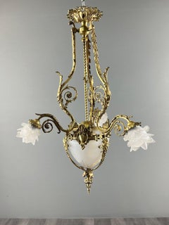 Louis XV Style Chandelier In Bronze And Glass, 19th Century