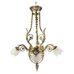 Louis XV Style Chandelier In Bronze And Glass, 19th Century