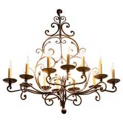 Louis XV Style Chandelier in Wrought Iron, XIXe Siècle