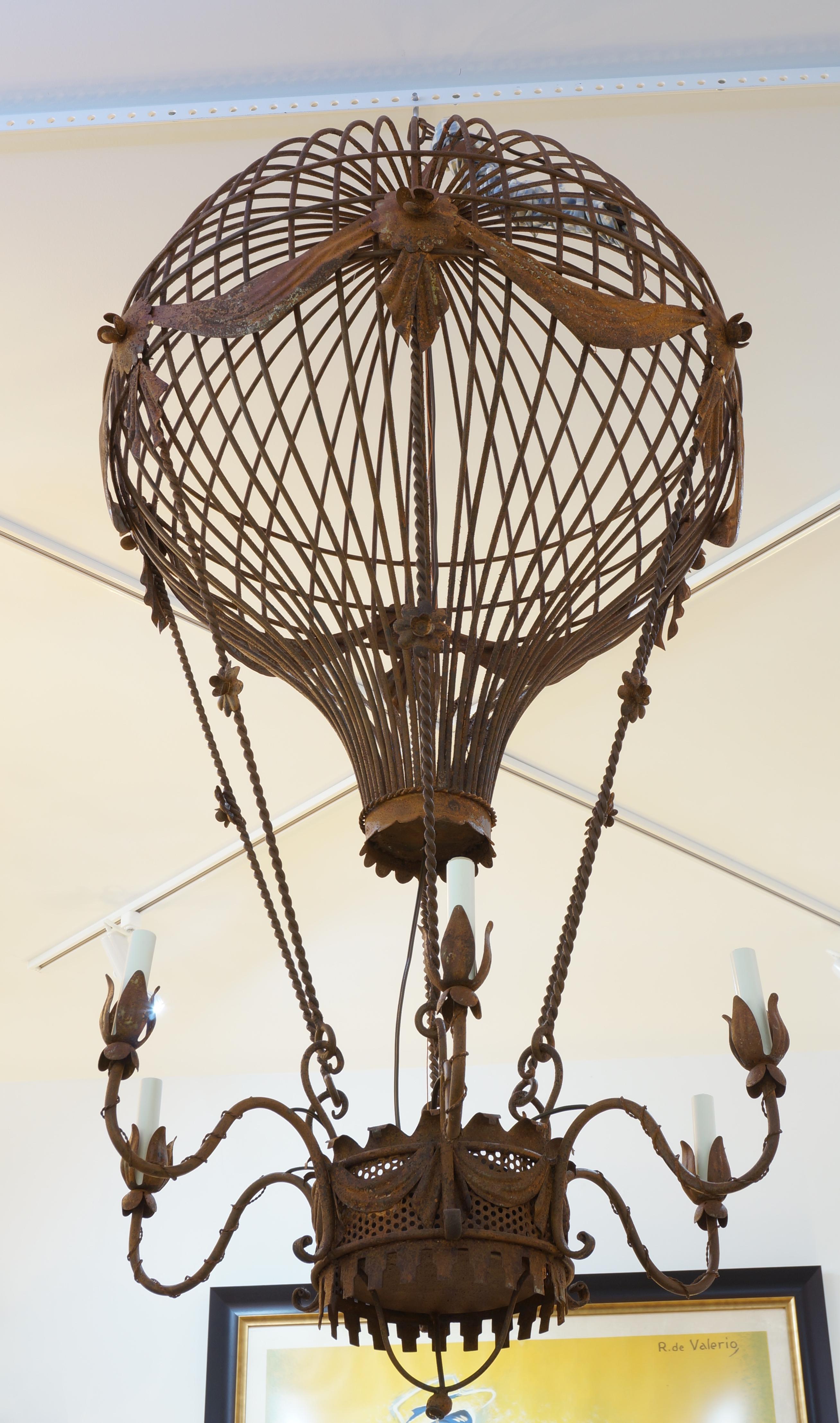 Patinated Louis XV Style Hot Air Balloon Chandelier For Sale