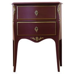 Louis XV Style Chest in Burgundry and Gold
