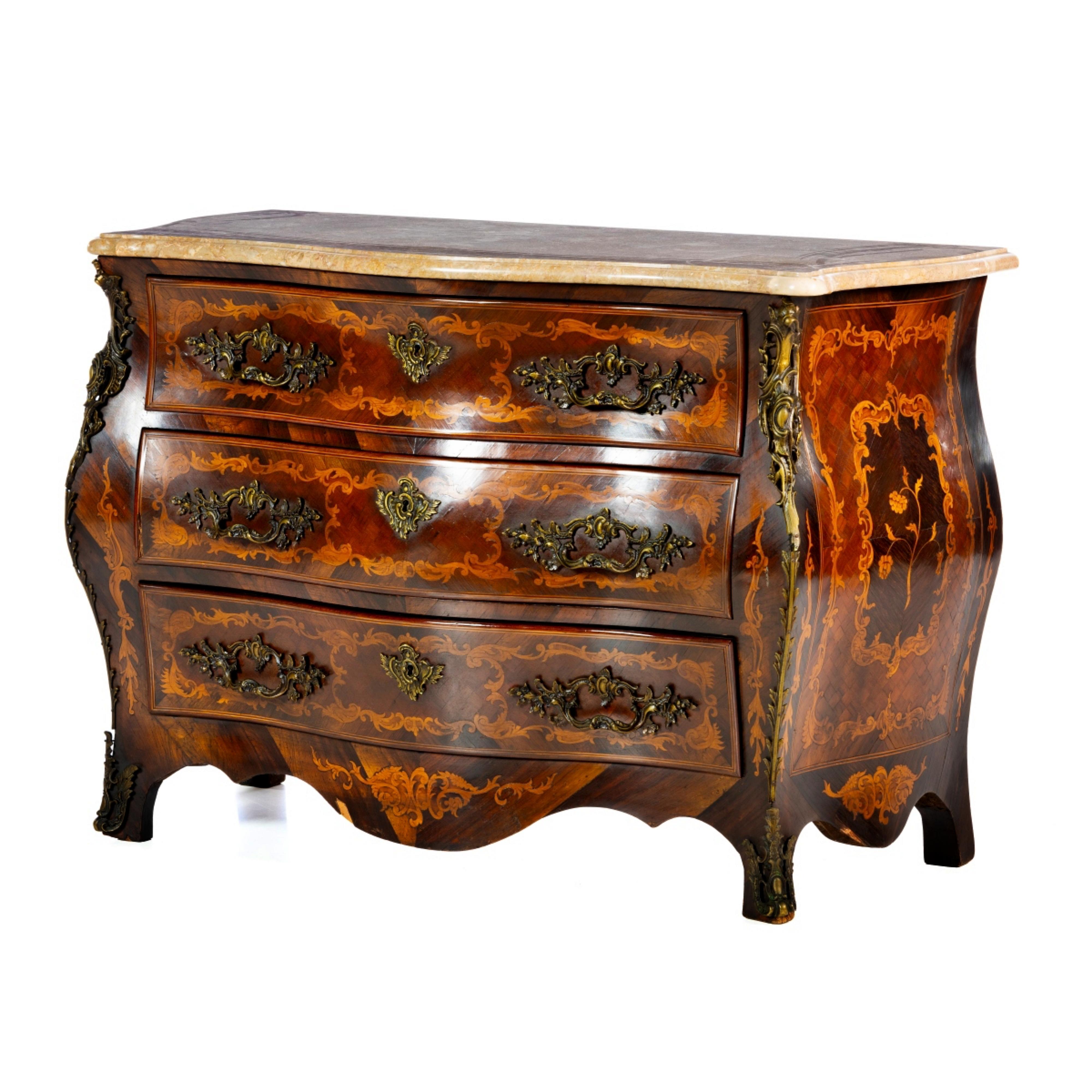 Wood LOUIS XV STYLE CHEST OF DRAWERS  French, 19th Century For Sale