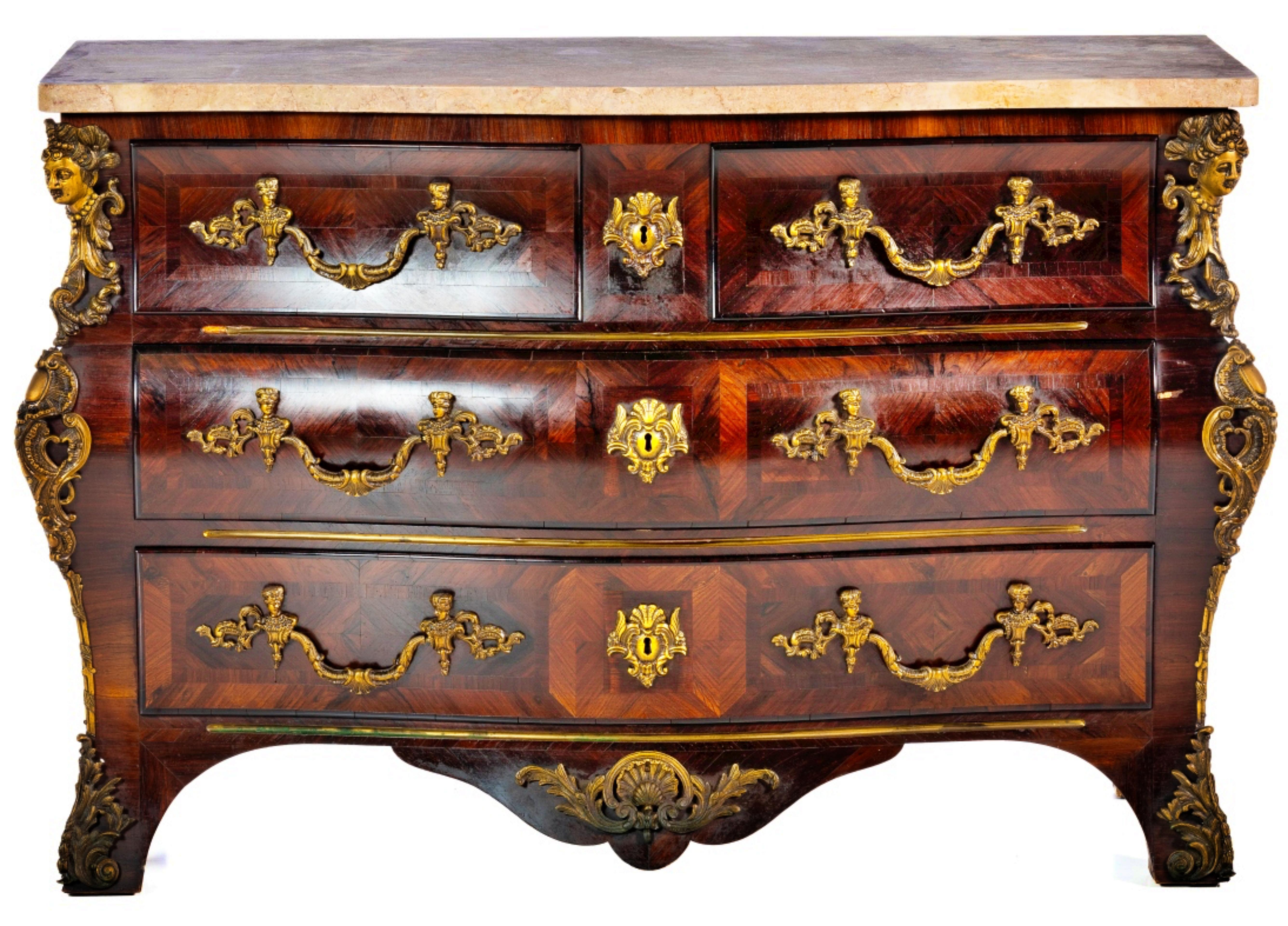 Wood LOUIS XV STYLE CHEST OF DRAWERS  French, 19th Century For Sale