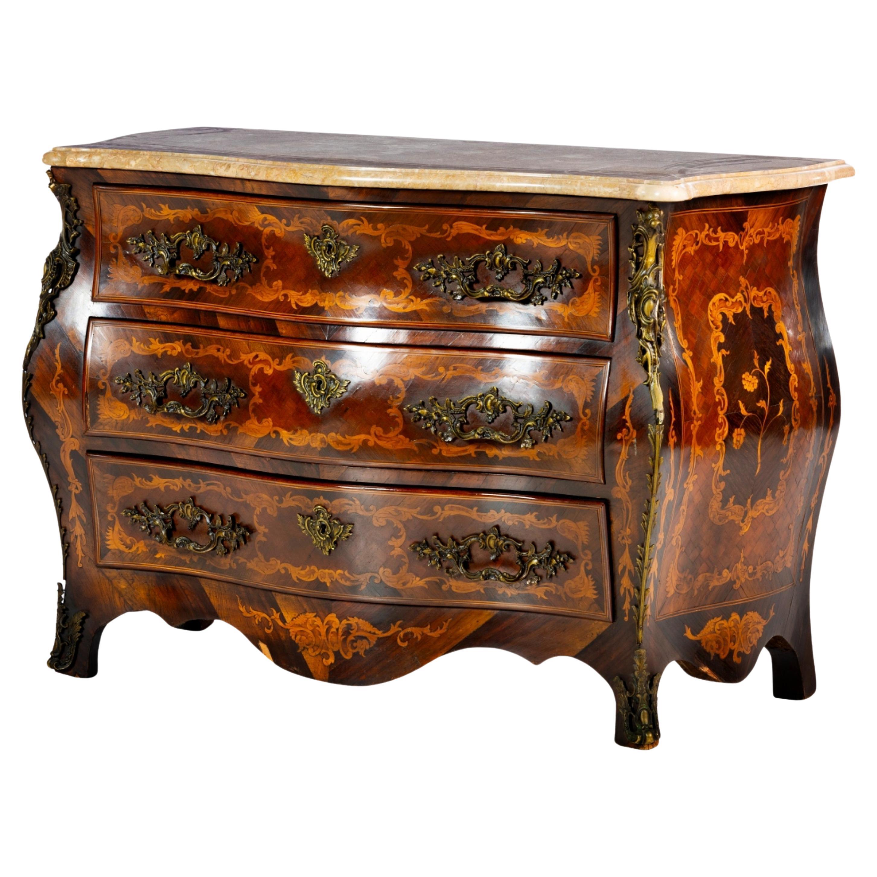 LOUIS XV STYLE CHEST OF DRAWERS  French, 19th Century For Sale