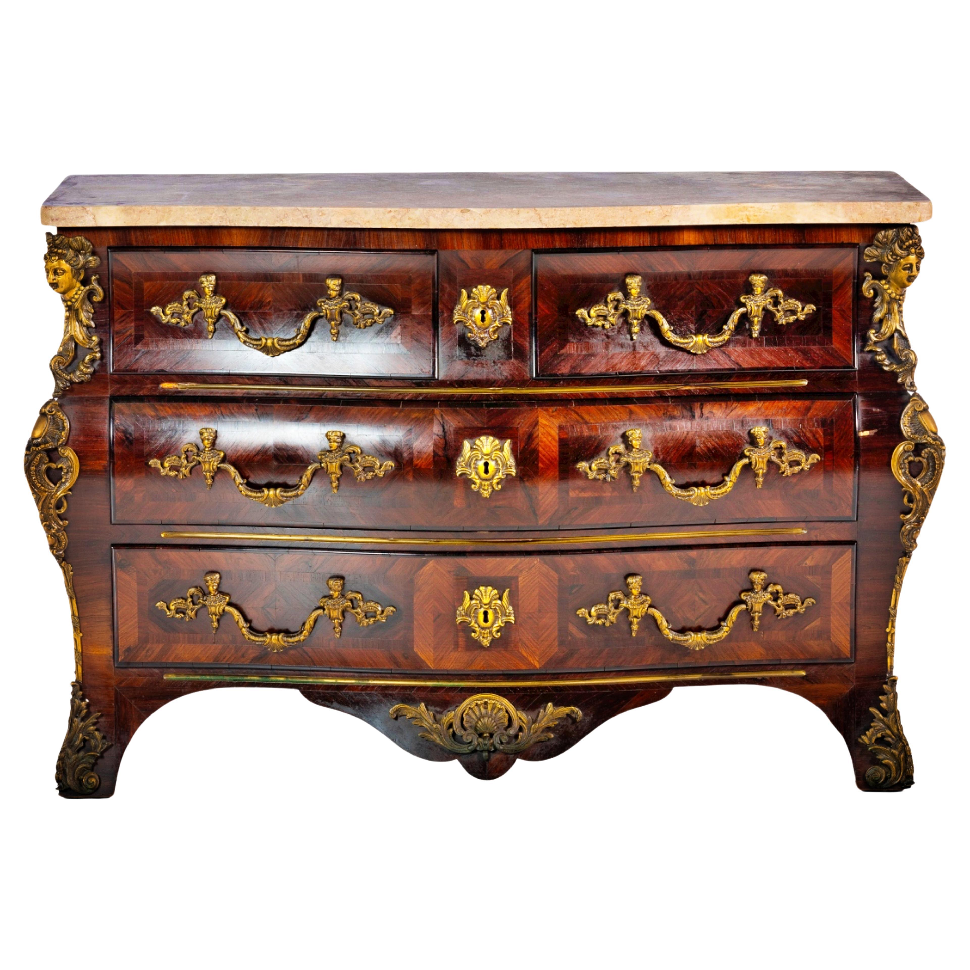 CHEST OF DRAWERS LOUIS XV  Français, 19e siècle