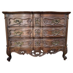 Louis XV Style Chest of Drawers From Nîmes in Solid Oak, 20th Century
