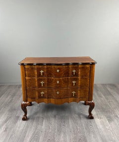 Louis XV-style Chest Of Drawers In Burl Walnut Veneer, 20th Century