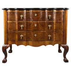 Louis XV-style Chest Of Drawers In Burl Walnut Veneer, 20th Century