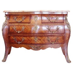 Antique Louis XV Style Chest of Drawers in Marquetry