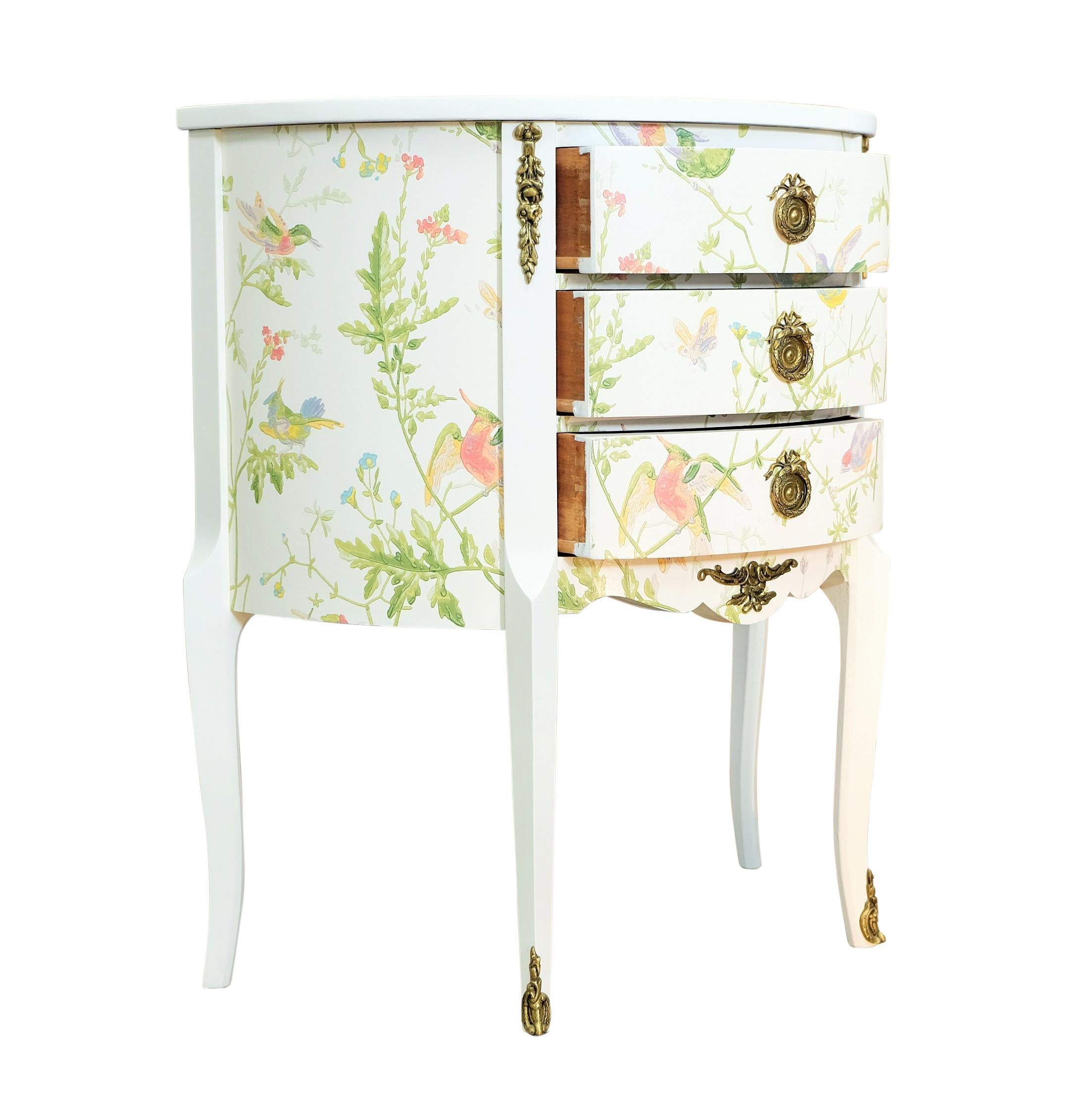 Gustavian Louis XV Style Chest with Floral Design and Marble Tops For Sale