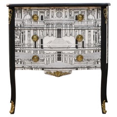 Louis XV Style Chest with Fornasetti Pattern of Ancient Marble Top