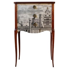 Louis XV Style Chest with Fornasetti Pattern of Ancient Rome and Wooden Top