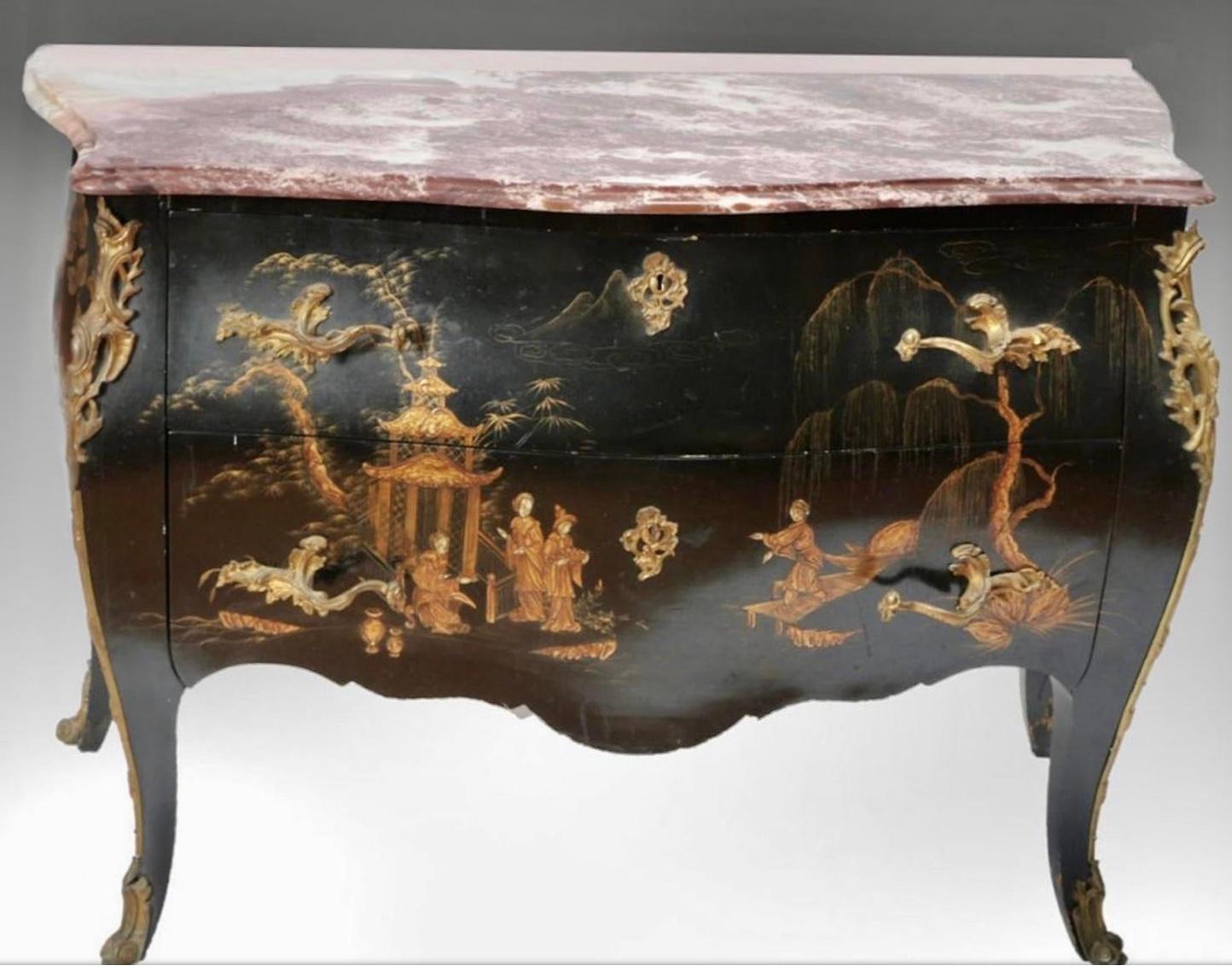 Louis XV Style Chinoiserie Chest of Drawers, Commode 4