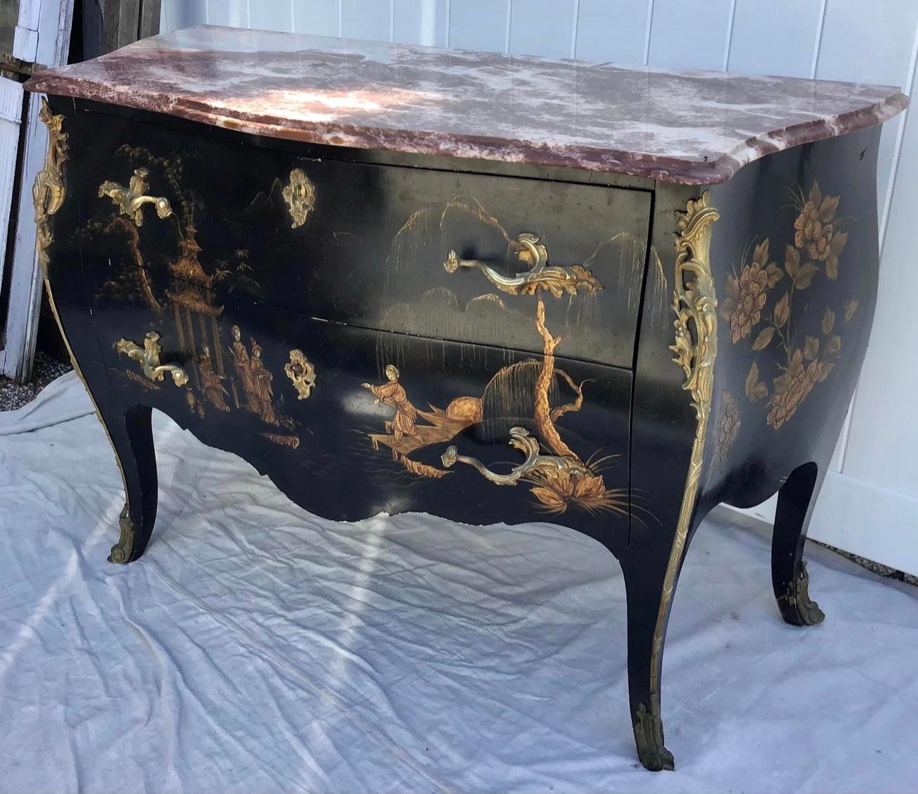Louis XV Style Chinoiserie Chest of Drawers, Commode 1
