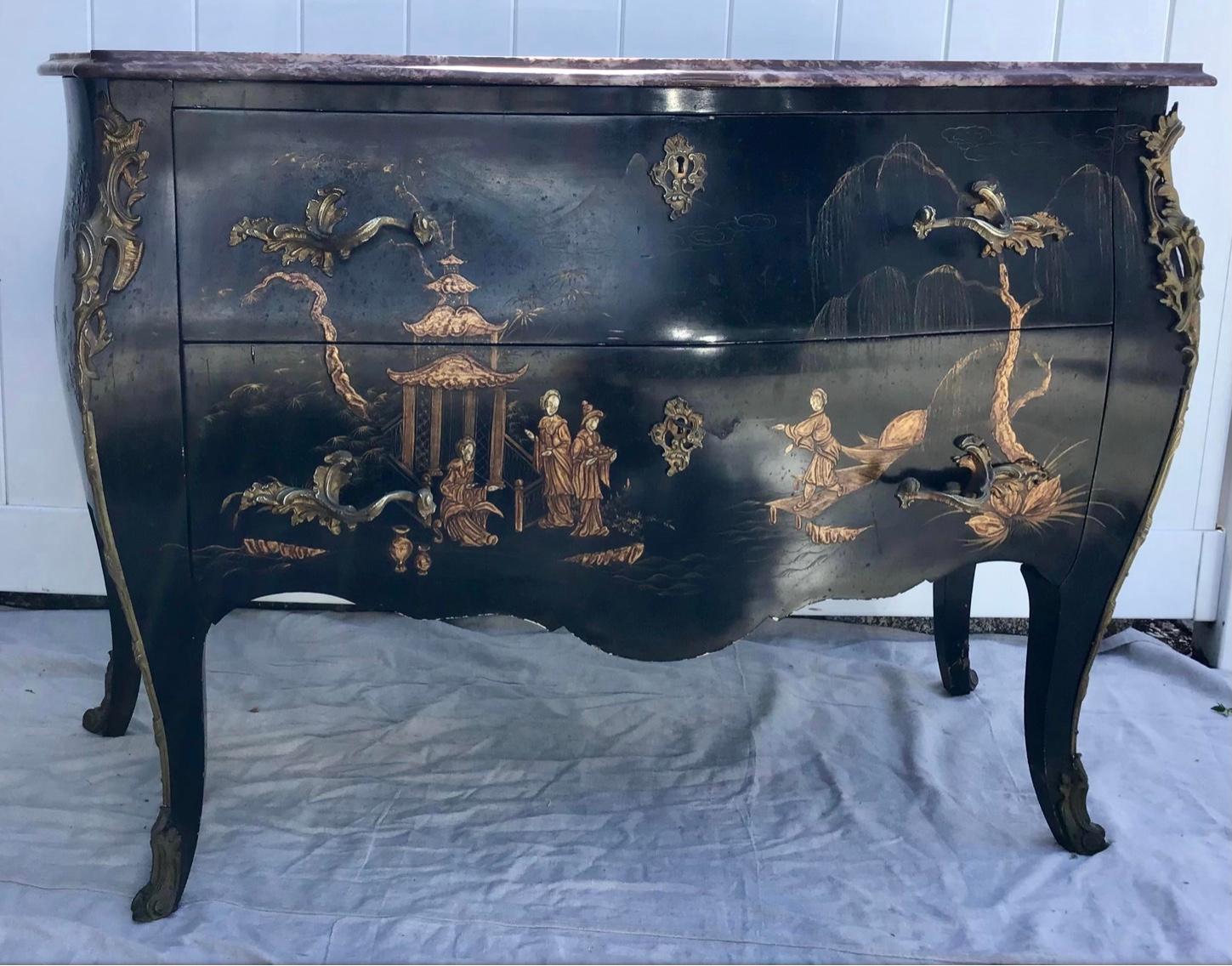 Louis XV Style Chinoiserie Chest of Drawers, Commode 2