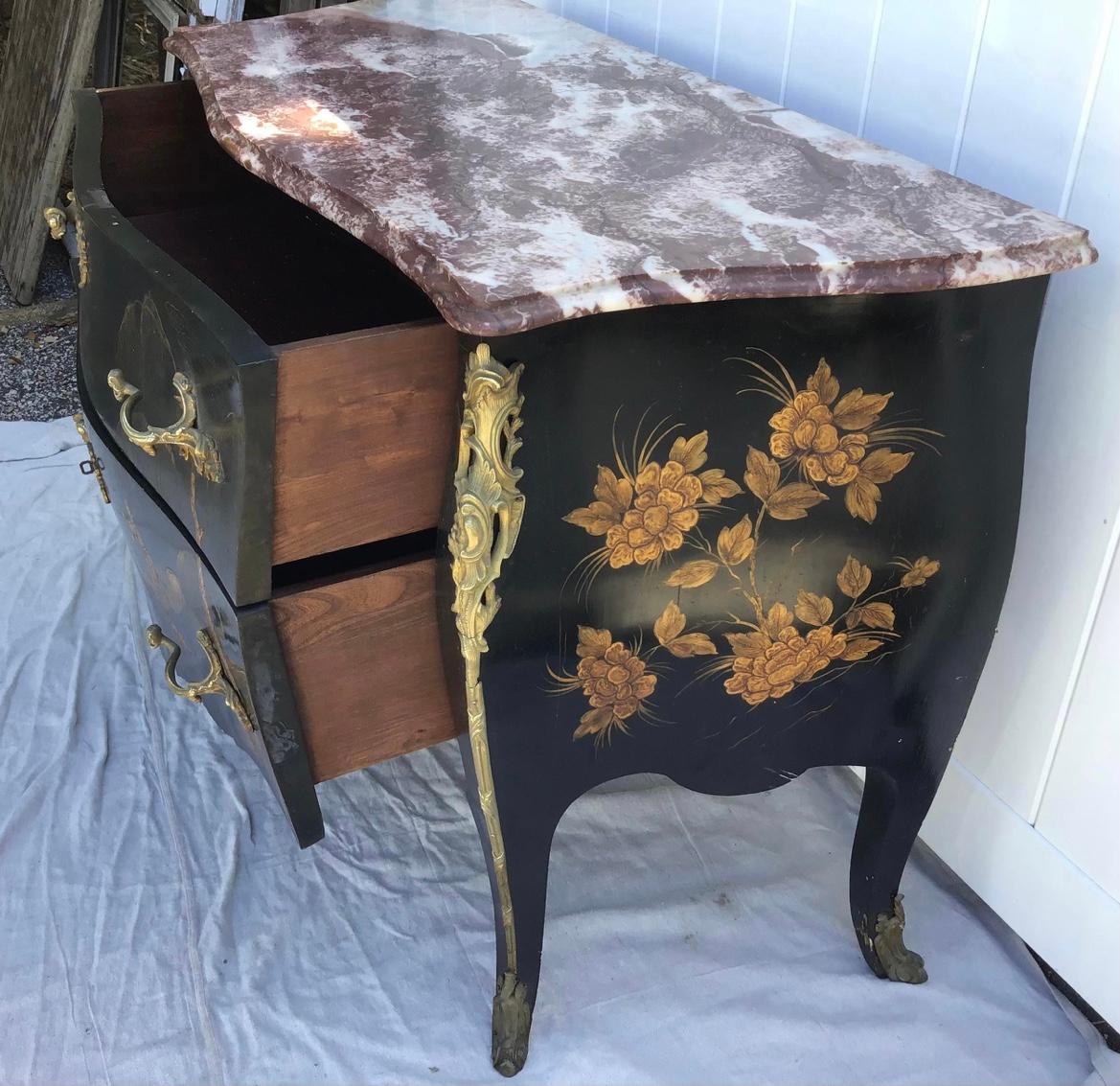 Louis XV Style Chinoiserie Chest of Drawers, Commode 3