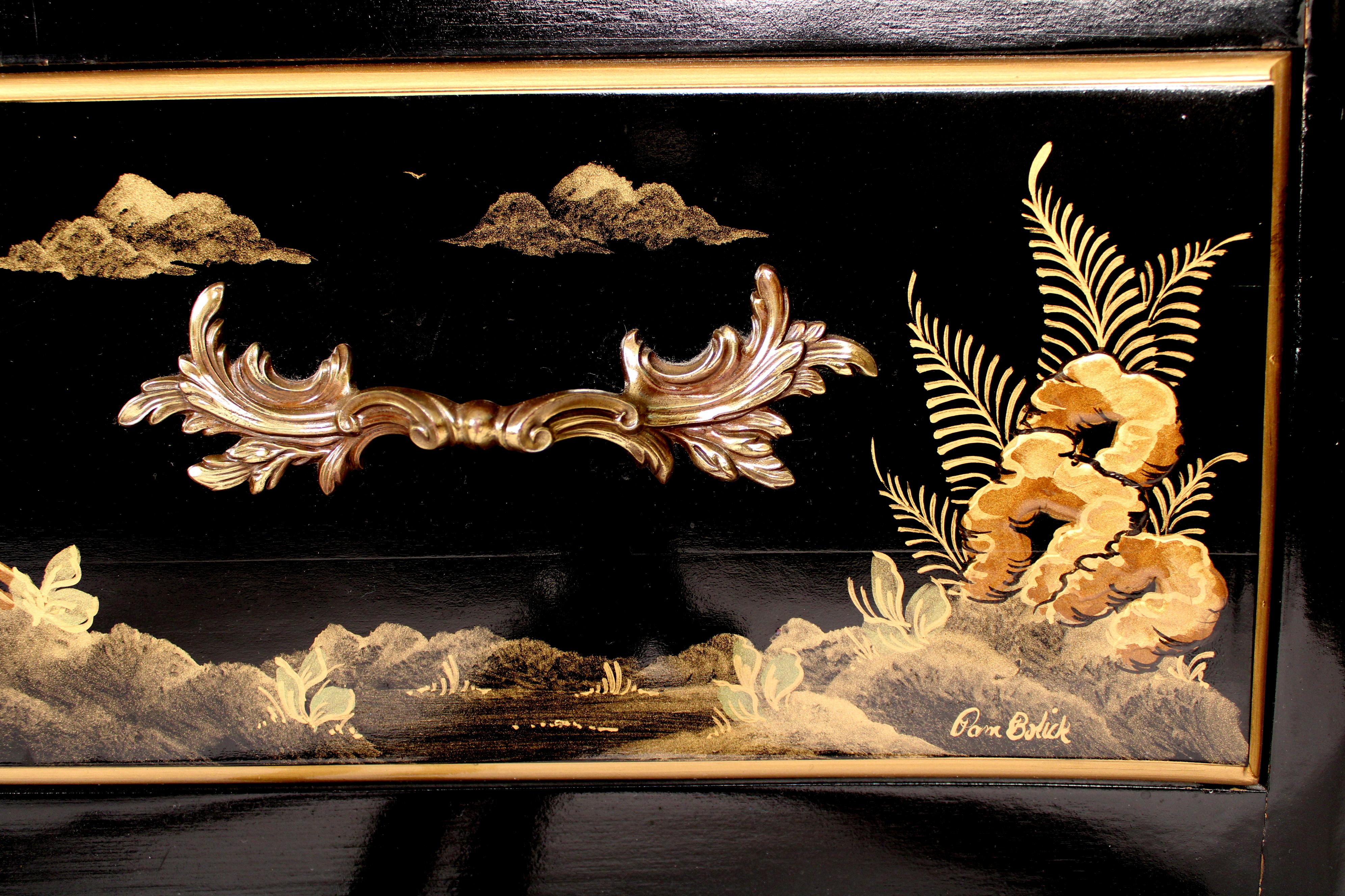 Louis XV Style Chinoiserie Decorated Chest of Drawers 5