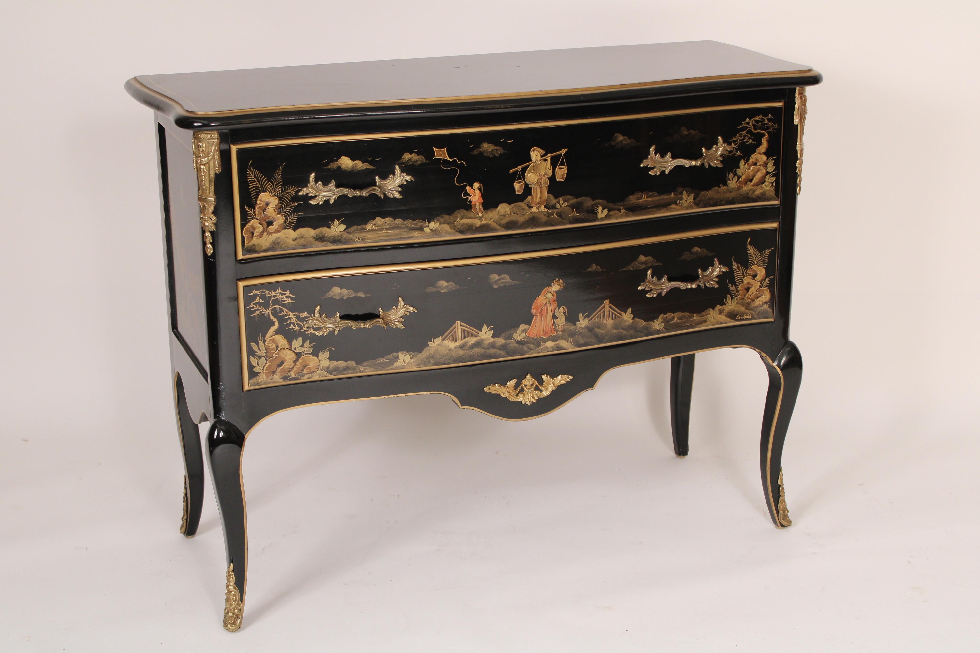 Louis XV Style Chinoiserie Decorated Chest of Drawers In Good Condition In Laguna Beach, CA