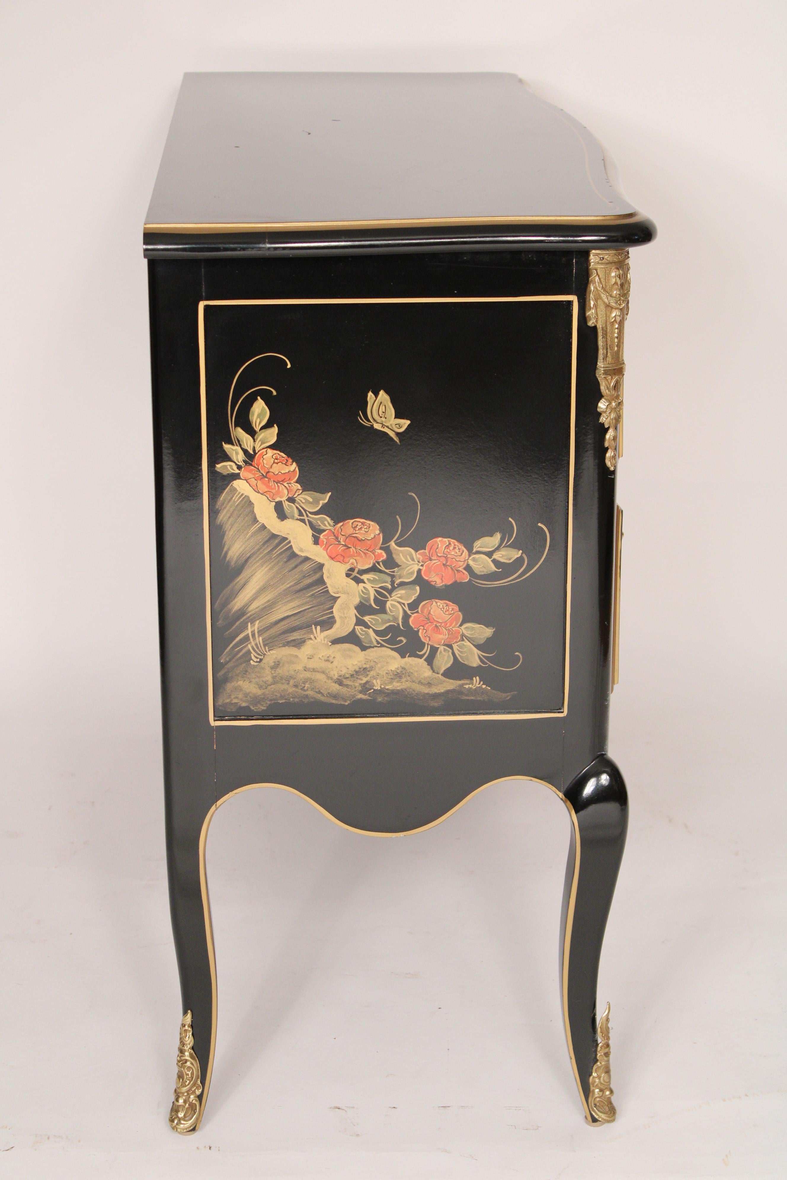 20th Century Louis XV Style Chinoiserie Decorated Chest of Drawers