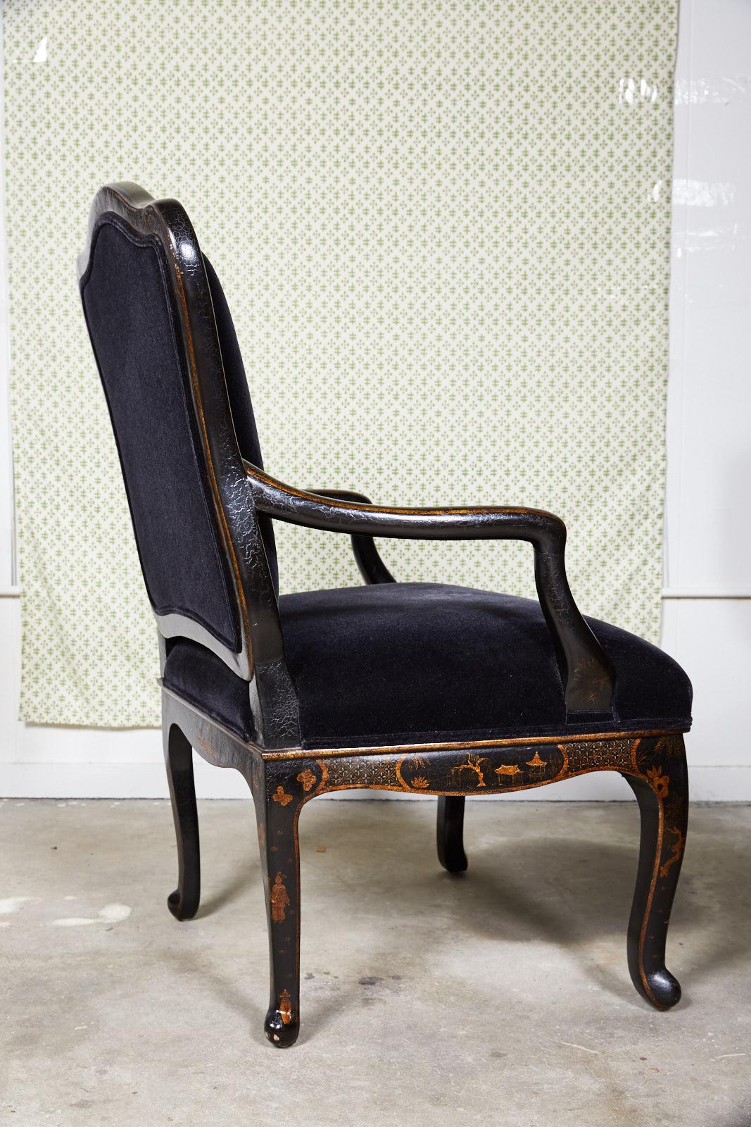 Louis XV Style Chinoiserie Fauteuil by Sally Sirkin Lewis for J Robert Scott In Good Condition In Atlanta, GA