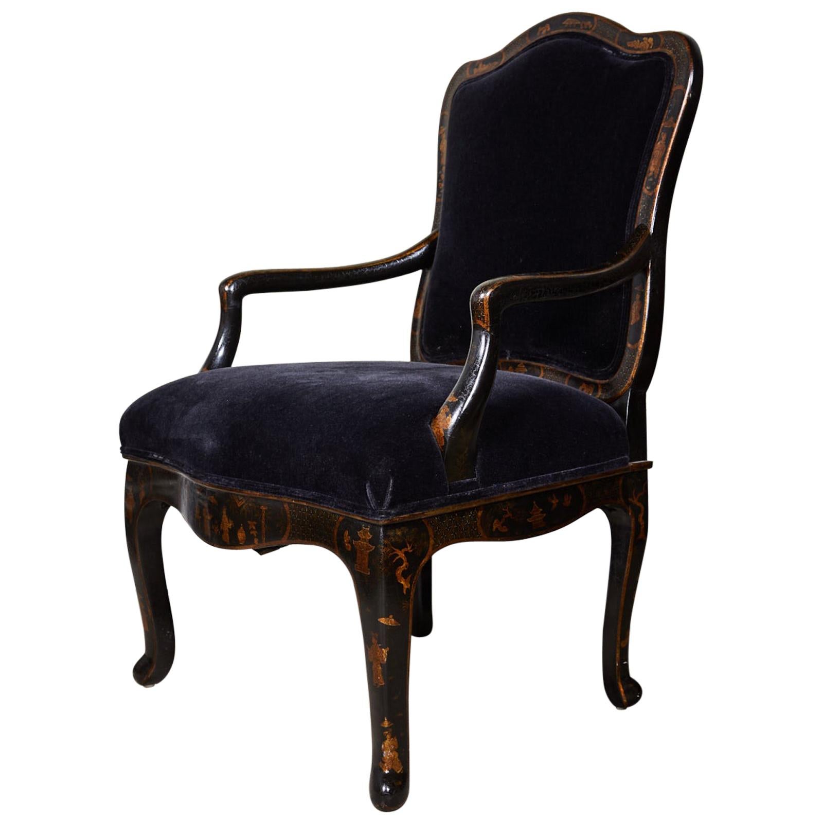 Louis XV Style Chinoiserie Fauteuil by Sally Sirkin Lewis for J Robert Scott