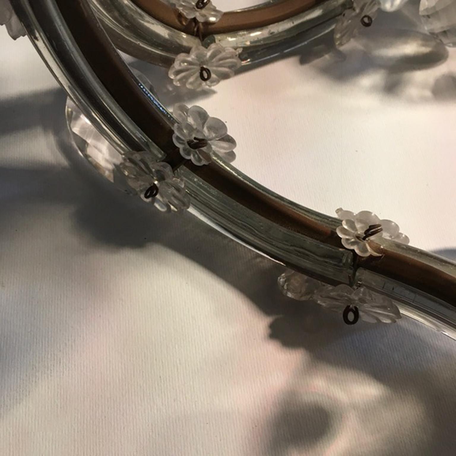 Applique à deux lumières de style Louis XV en verre transparent avec pendentifs en vente 11