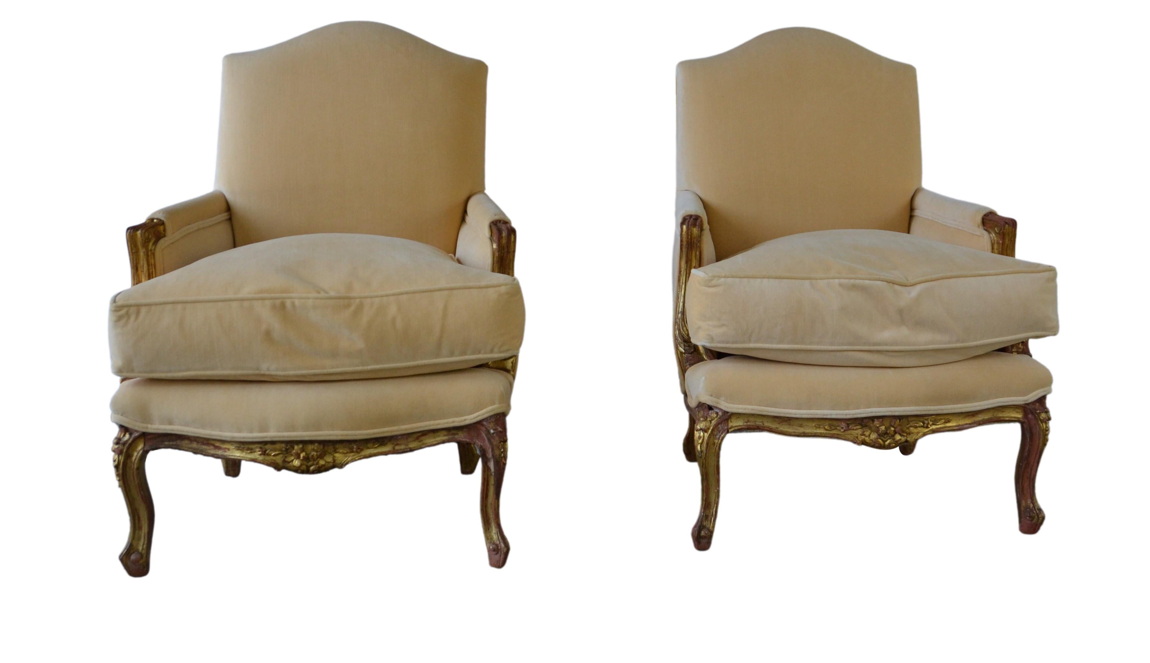 French Louis XV Style Club Chairs Set of 2