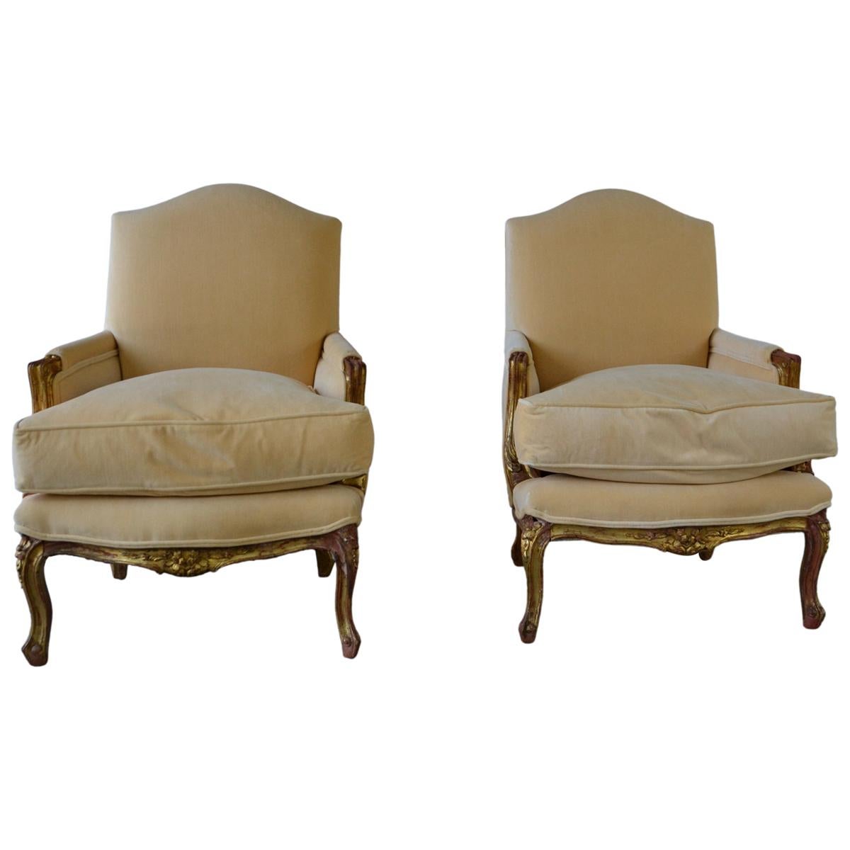 Louis XV Style Club Chairs Set of 2