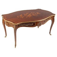 Louis XV Style Coffee Table of the XIXth Century in Marquetry and Gilt Bronze