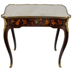 Antique Louis XV Style Coffee Table with Jasmine Marquetry French Napoleon III Period