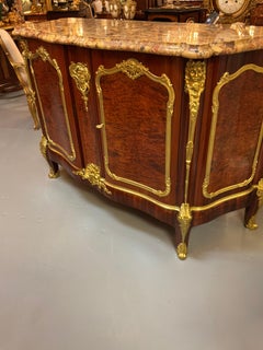 Louis XV style commode/cabinet two doors with bronze mounts and marble top