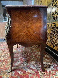 Louis XV Style Commode in Rosewood and Palisander Marquetry, 19th Century