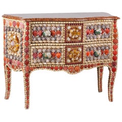 Louis XV Style Commode in Shells and Quartz, Contemporary Work