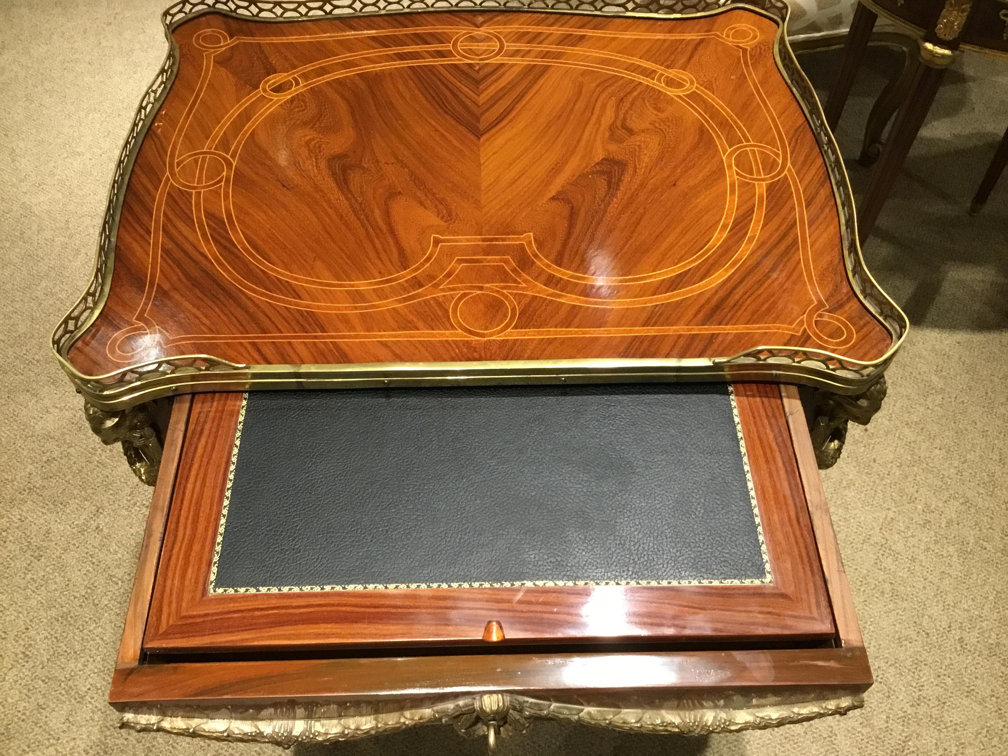 Louis XV Style Commode/ Secretary with Leather Writing Surface, 3 Drawers In Good Condition For Sale In Houston, TX