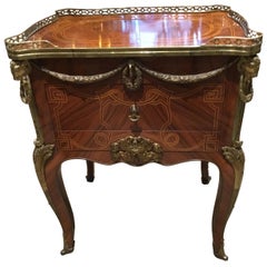 Antique Louis XV Style Commode/ Secretary with Leather Writing Surface, 3 Drawers