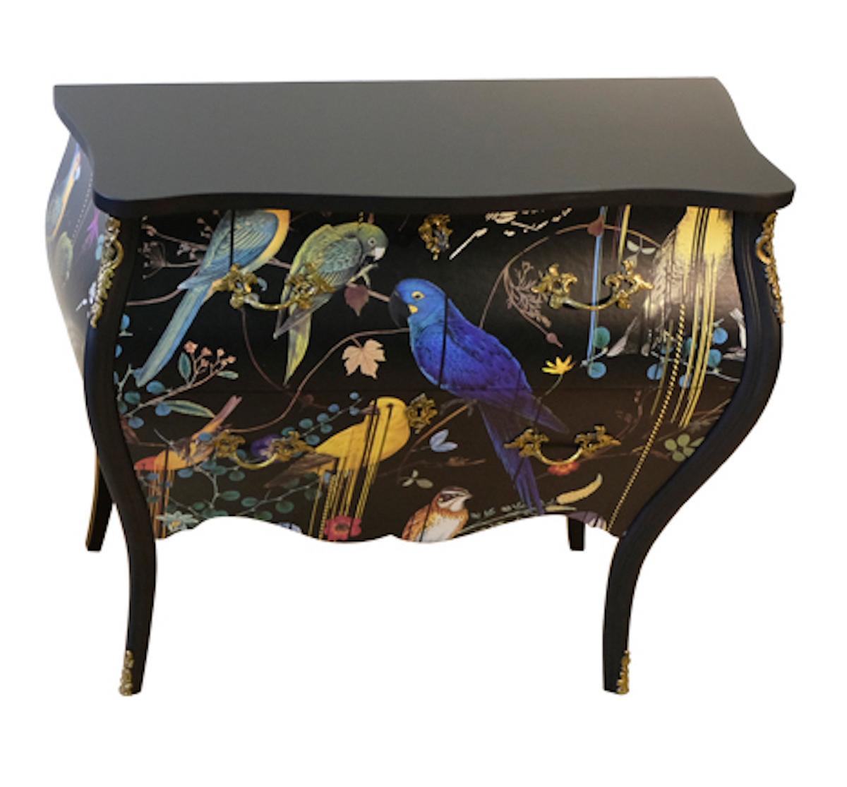 Rococo Chest/Commode with marble top
These chests dates from the early 1900's and have their orginal marble top and cast brass handles.
The chests has been restored and renovated to the highest standard with a Christian Lacroix black bords design to