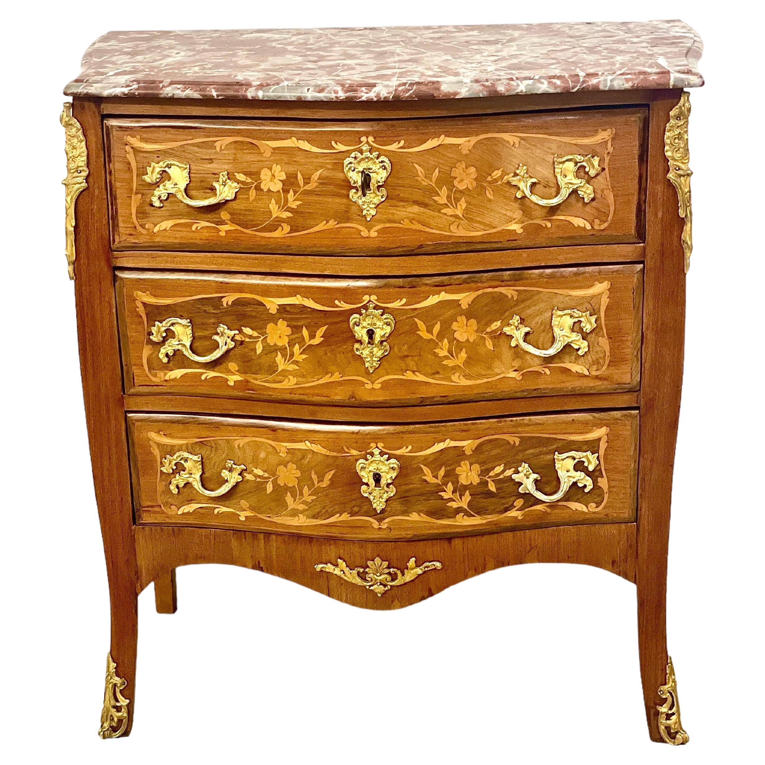 Louis XV Style Commode with Pink Marble Top For Sale