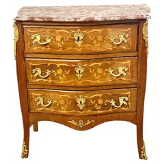 Antique Louis XV Style Commode with Pink Marble Top