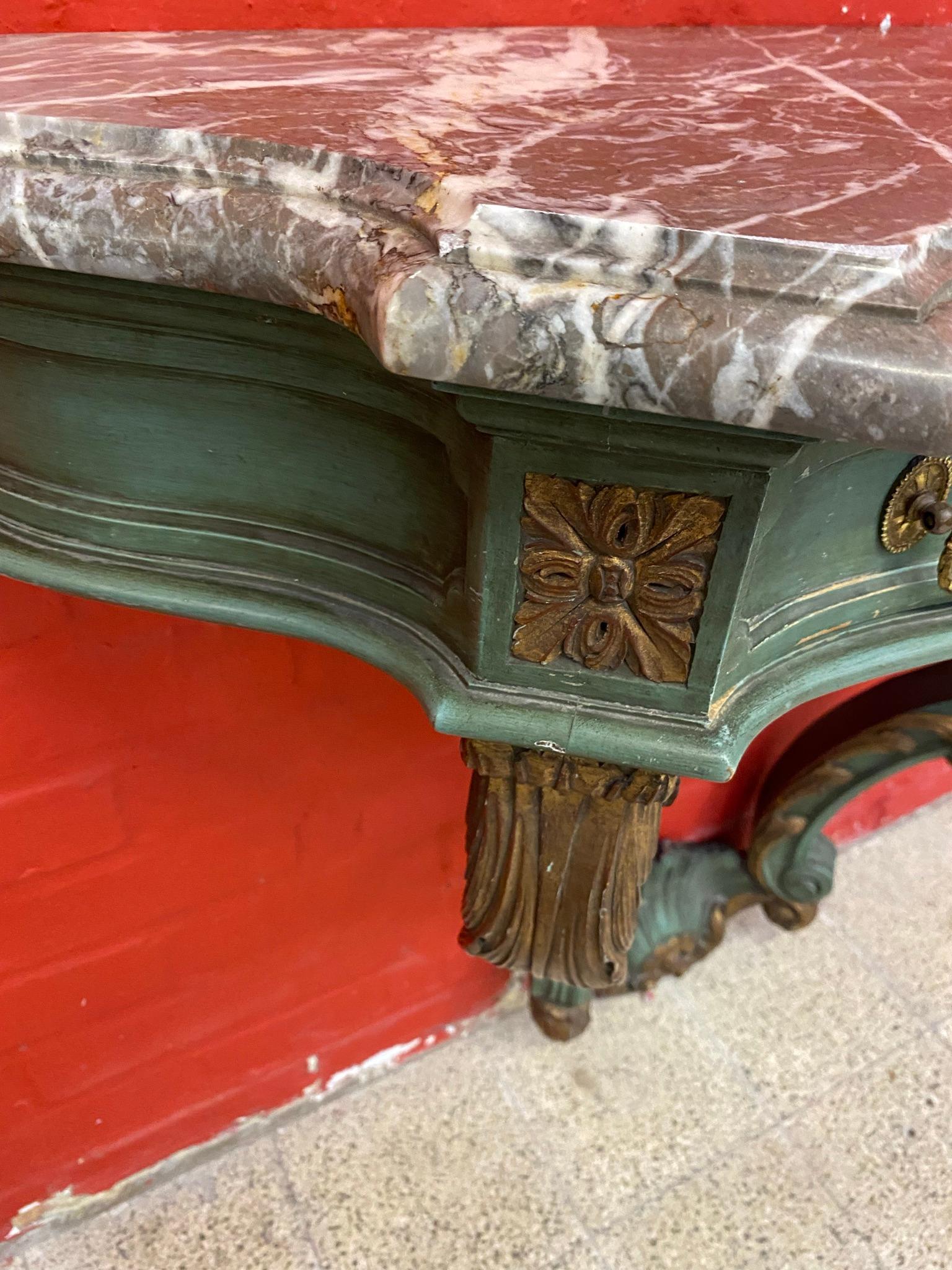 Louis XV Style Console and Mirror in Patinated Wood, circa 1930 For Sale 2